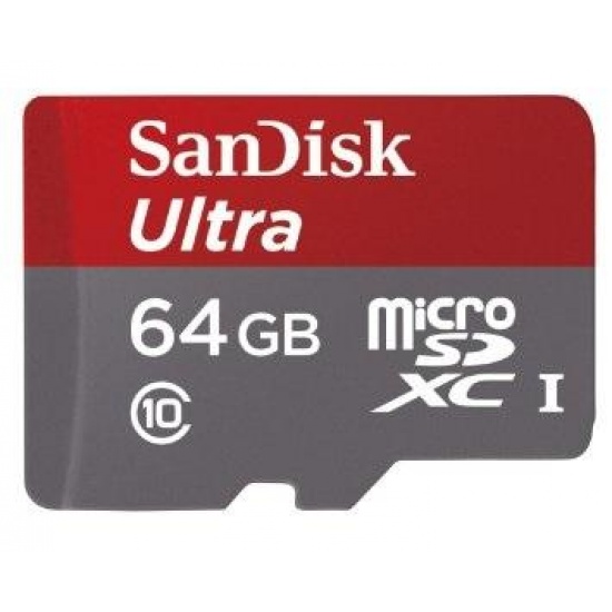 64GB Sandisk Ultra microSDXC CL10 UHS-1 48MB/sec memory card for Android phones and tablets Image