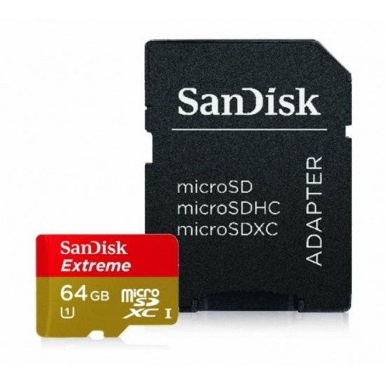 64GB Sandisk Extreme microSDXC CL10 UHS-1 memory card for phones and tablets (300X Speed) Image