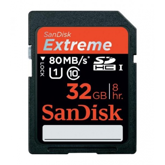 32GB Sandisk Extreme Plus SDHC CL10 UHS-I Memory Card (Speed up to 80MB/sec) Image