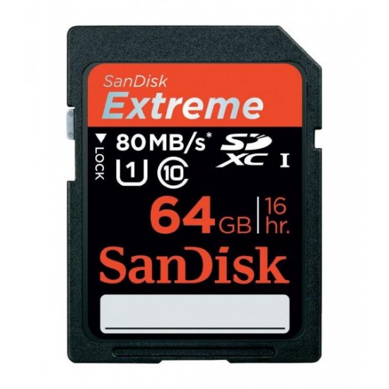 64GB Sandisk Extreme Plus SDXC CL10 UHS-I Memory Card (Speed up to 80MB/sec) Image