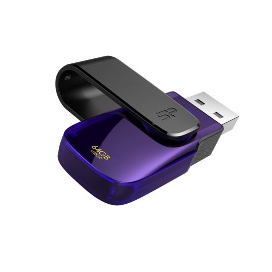 64GB Silicon Power Blaze B31 USB3.0 Swivel Cap Flash Drive Black/Purple Edition Image
