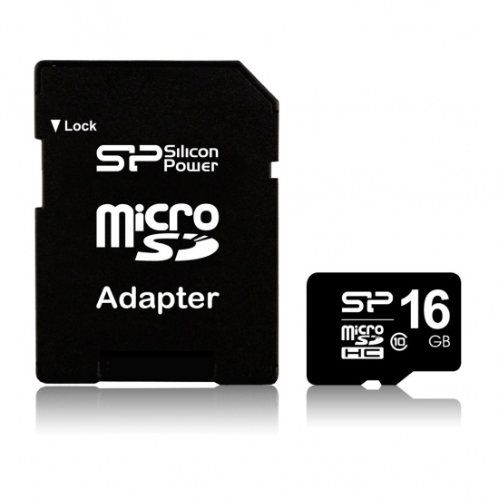 16GB Silicon Power microSD Memory Card SDHC Class 10 w/ SD adapter (SP016GBSTH010V10SP) 40MB/sec Image