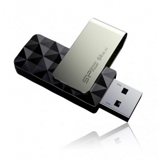 64GB Silicon Power B30 Blaze USB3.0 Flash Drive Swivel Style Black Image