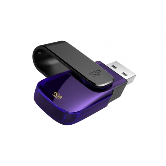 8GB Silicon Power Blaze B31 USB3.0 Swivel Cap Flash Drive Black/Purple Edition Image