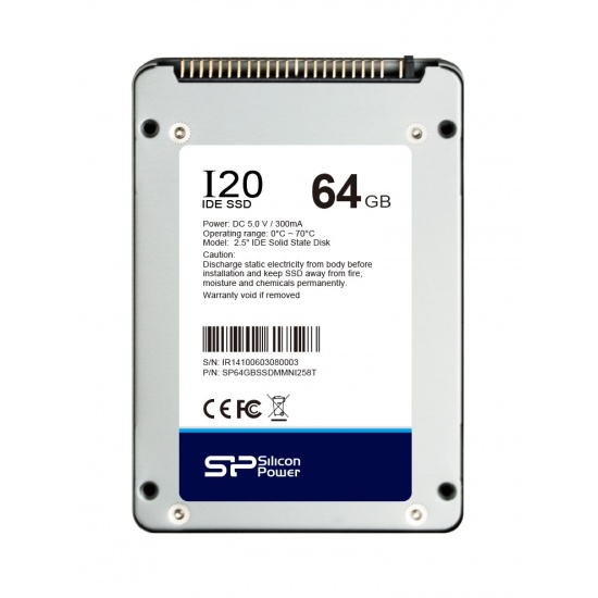 64GB Silicon Power SSD-I20 2.5-inch IDE/PATA SSD Solid State Disk (9mm, Toshiba 19nm MLC Flash) Image