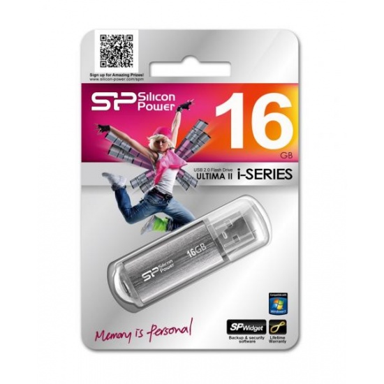 16GB Silicon Power Ultima II i-Series Silver USB Flash Drive