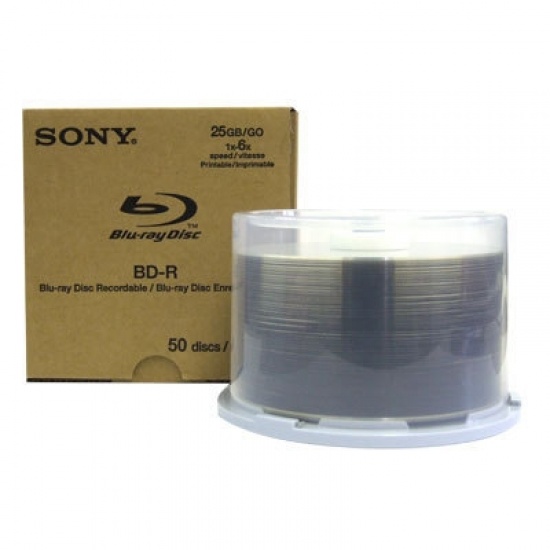 Sony Blu-Ray 50BNR25AP6 Single Layer 25GB 6x Write Once White Ink Jet Printable 50-Pack Image