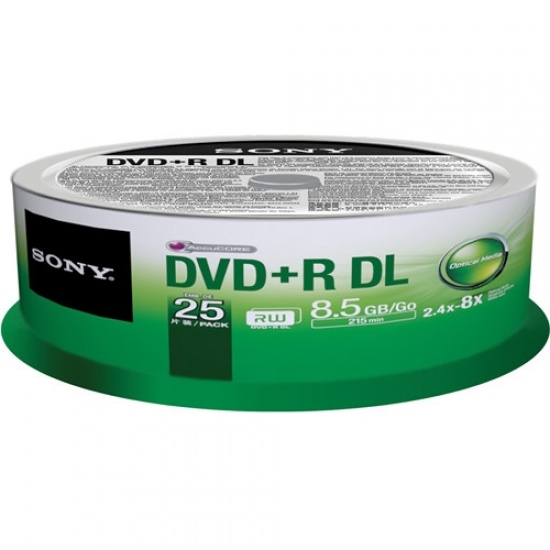 Sony DVD+R Double Layer 8.5GB 8x 25-Pack Spindle Image