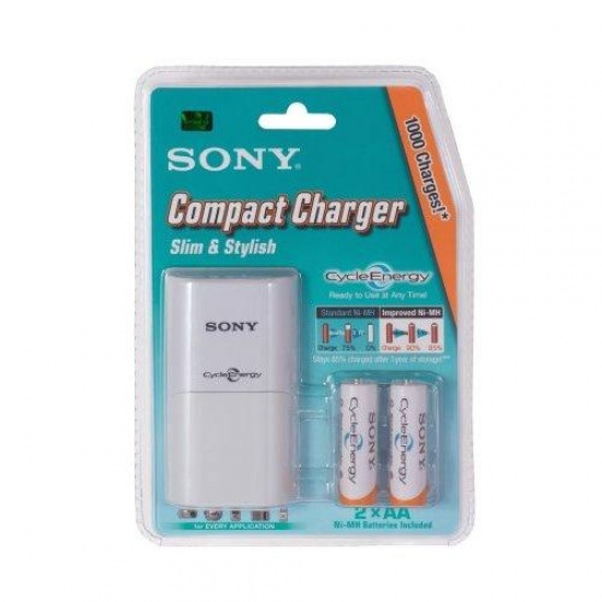 Sony Battery Charger with 2x AA Rechargeable Batteries (for AA or AAA)