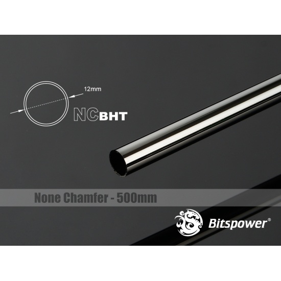 Bitspower None Chamfer Brass Hard Tubing 12mm AD 500mm - Black Sparkle Image