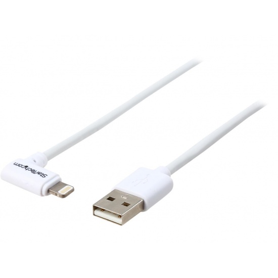 Startech 6ft USB to Angled Lightning Charging Cable - White Image
