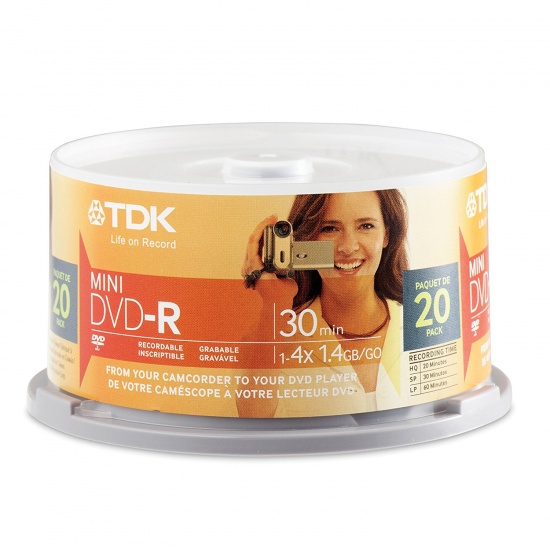 TDK Blank DVD 1.4GB DVD-R 4X 20-Pack Jewel Case Box Image