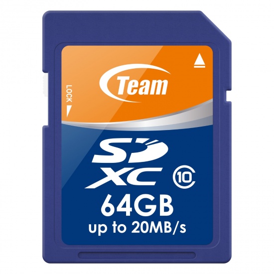 64GB Team SDXC CL10 Memory Card (read speed up to 20MB/sec) Image