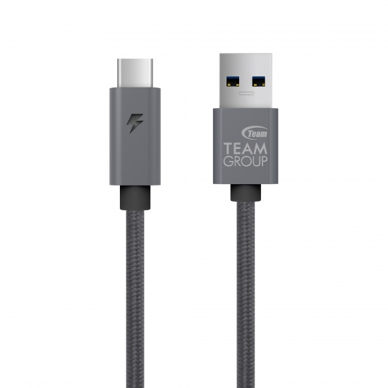 Team USB3.1 to USB Type-C Metallic Cable 100cm Gray (w/LED Charging Indicator) Image