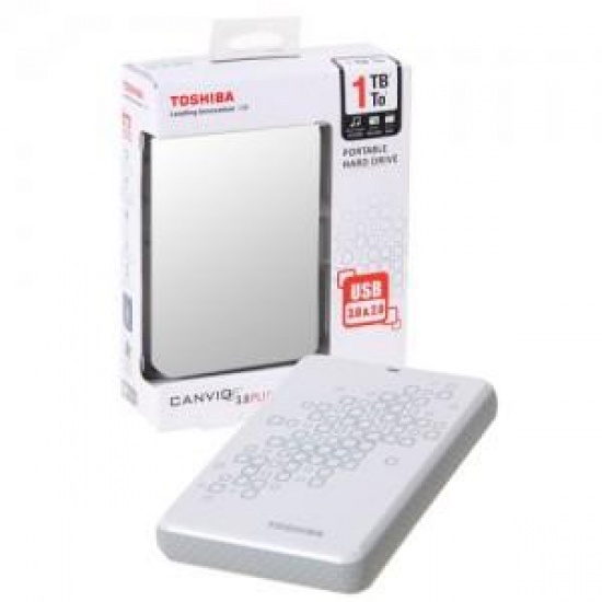1TB Toshiba Canvio USB3.0 Portable Hard Drive (White/Gray) Image