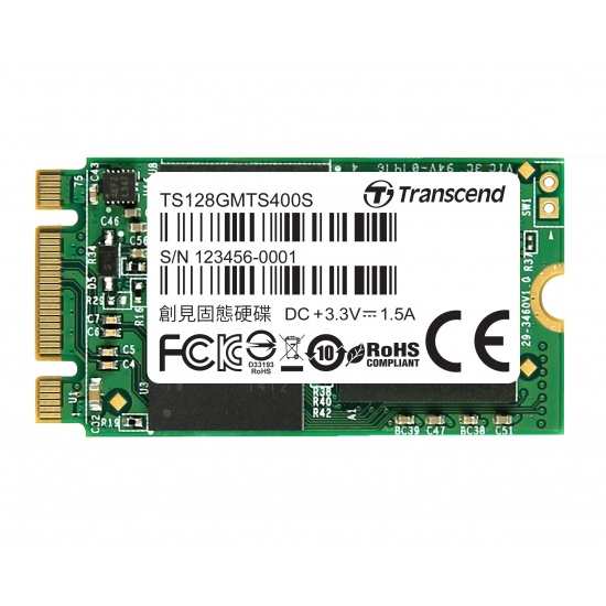 128GB Transcend M.2 NGFF 2242 42mm SATA III 6Gbps SSD MTS400 MLC Flash 560MB/sec Image