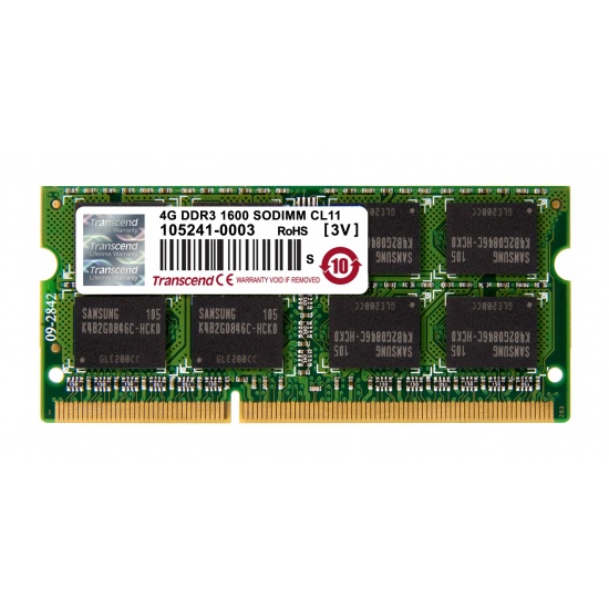 4GB Transcend DDR3 1600MHz SO-DIMM PC3-12800 CL11 Laptop Memory Module Image