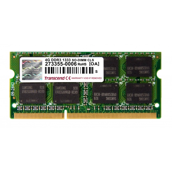 4GB Transcend DDR3 1333MHz SO-DIMM PC3-10666 CL9 Laptop Memory Module Image
