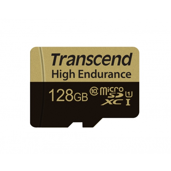 128GB Transcend High Endurance MicroSDXC Card CL10 w/SD Adapter Image