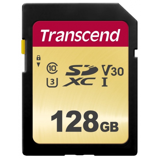 128GB Transcend 500S SDXC UHS-I U3 V30 SD Memory Card CL10 95MB/sec MLC Flash Image