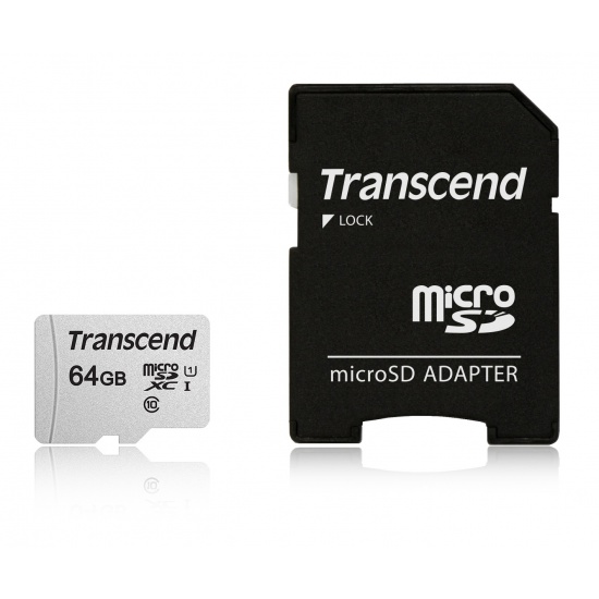 64GB Transcend 300S microSDXC UHS-I CL10 Memory Card with SD Adapter 95MB/sec Image