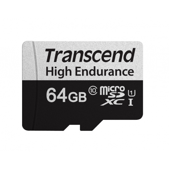 64GB Transcend High Endurance 350V microSDXC Memory Card CL10 UHS-I for Dashcams and Surveillance Image