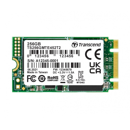 256GB Transcend MTE452T M.2 2242 PCIe Gen3x2 SSD 3D TLC Flash Industrial Image