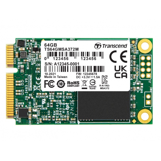 64GB Transcend mSATA SSD MSA372M Series SATA3 MLC Industrial-Level Performance Image