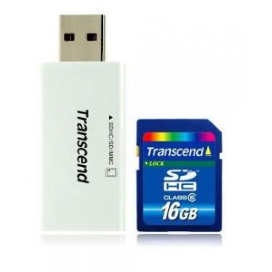 16GB Transcend SDHC CL6 Secure Digital card w/SDHC card reader Image