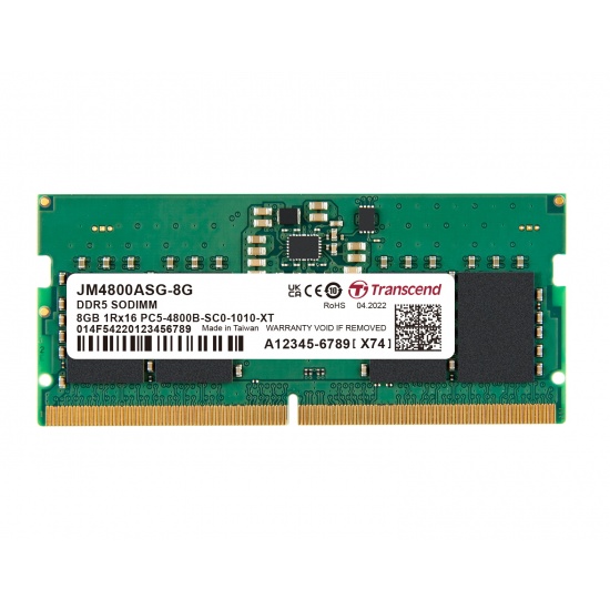 8GB Transcend JetRam DDR5 4800MHz SO-DIMM Laptop Memory Module CL40 1.1V Image