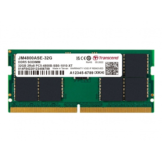 32GB Transcend JetRam DDR5 4800MHz SO-DIMM Laptop Memory Module CL40 1.1V Image