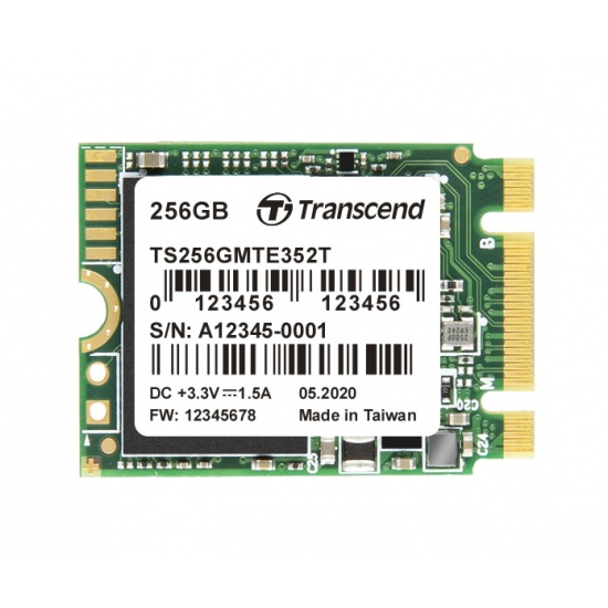 256GB Transcend MTE352T M.2 PCIe NVMe Gen3x2 2230 Internal SSD Image