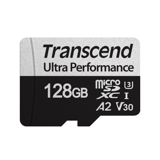 128GB Transcend 340S microSD UHS-I U3 A2 Ultra Performance Memory Card w/Adapter Image