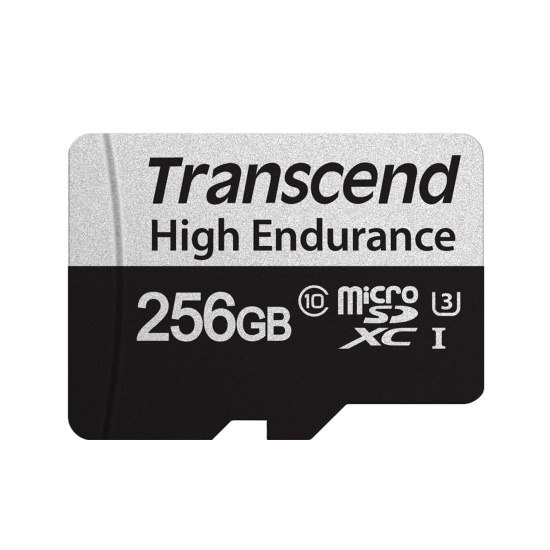 256GB Transcend High Endurance 350V microSDXC Memory Card CL10 UHS-I for Dashcams and Surveillance Image