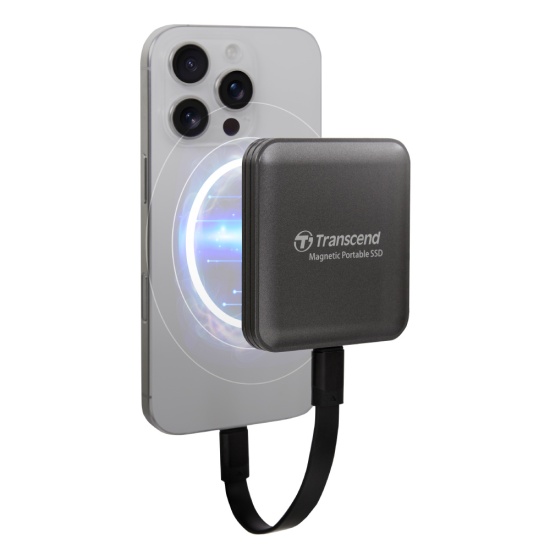 1TB Transcend ESD420 Portable Magnetic SSD USB 20Gbps Type-C Magsafe (Iron Grey) Image