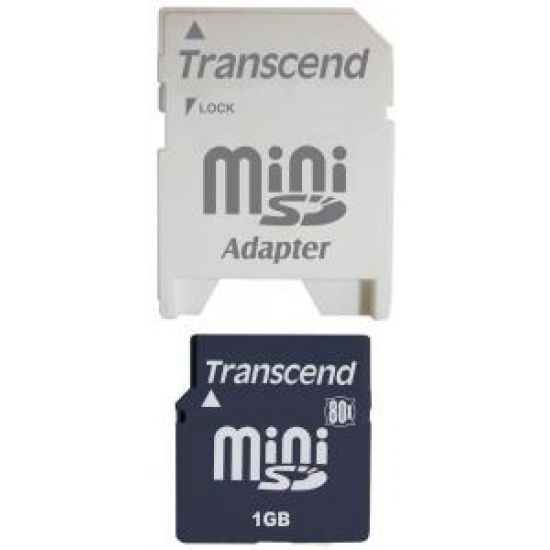 1Gb Transcend miniSD 80x Secure Digital card Image