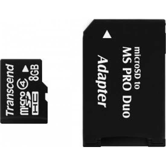 8GB Transcend microSDHC CL4 with Memory Stick PRO Duo adapter Image 8GB Transcend microSDHC CL4 with Memory Stick PRO Duo adapter Image
