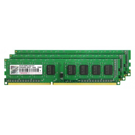 3GB Transcend DDR3 1333MHz PC3-10666 CL9 Triple Channel memory kit Image