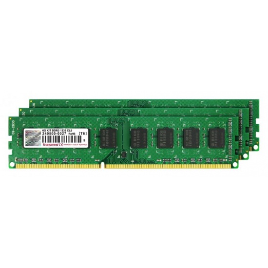 6GB Transcend DDR3 1333MHz PC3-10666 CL9 Triple Channel memory kit Image