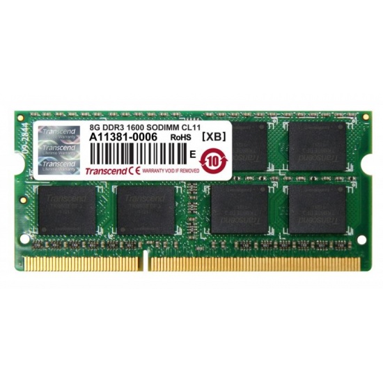 8GB Transcend JetRAM DDR3 PC3-12800 1600MHz CL11 SO-DIMM laptop memory module Image