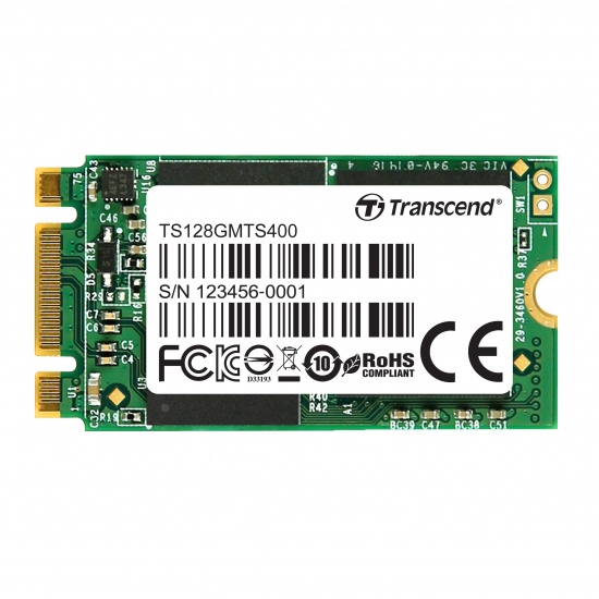 128GB Transcend M.2 NGFF 42mm SATA III 6Gbps SSD MTS400 MLC Flash 2242 Form Factor Image