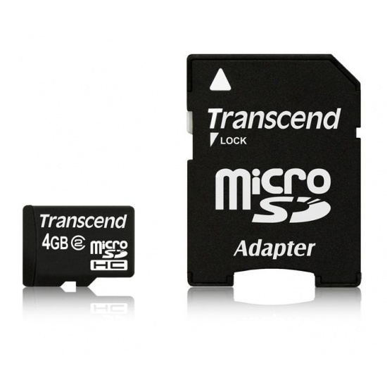 4GB Transcend microSDHC Memory Card with SD adapter Image