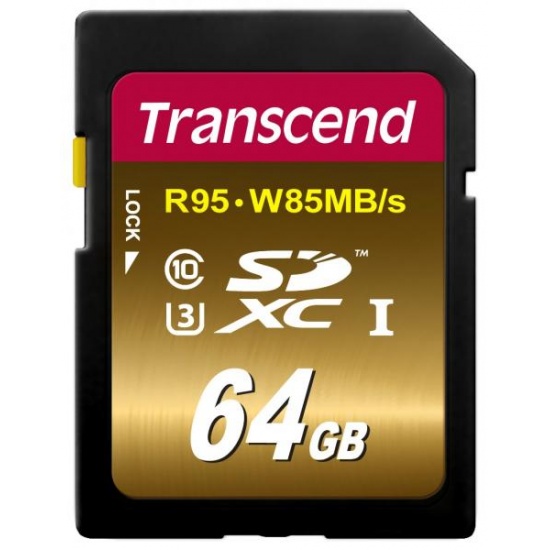 64GB Transcend Ultimate SDXC UHS-I U3 High-Speed Memory Card (95MB/sec read - 85MB/sec write) Image