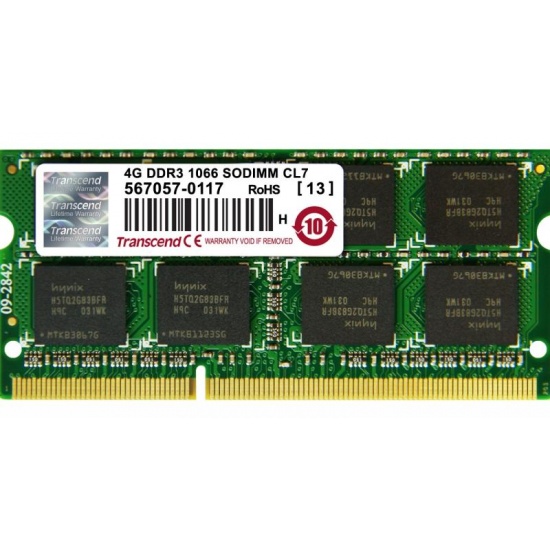 4GB Transcend JetRAM DDR3 1066MHz SO-DIMM PC3-8500 CL7 laptop memory module Image