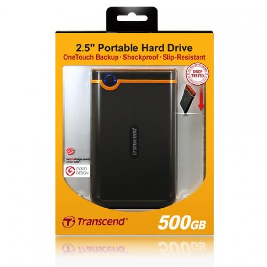 500GB Transcend StoreJet 25 Mobile External 2.5" Hard Drive Shock-Resistant