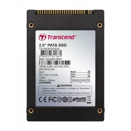 16GB Transcend 2.5-inch IDE/PATA Internal SSD Solid State Disk (SLC Flash) Image