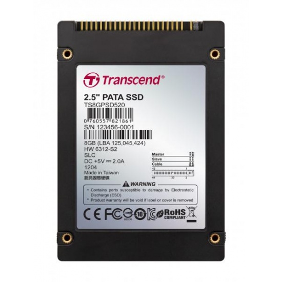 8GB Transcend 2.5-inch IDE/PATA Internal SSD Solid State Disk (SLC Flash) Image