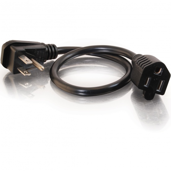 C2G 1.5FT 18 AWG NEMA 5-15P to NEMA 5-15R Flat Plug Power Cable - Black Image
