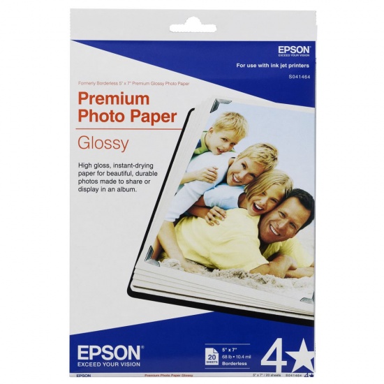 Epson Premium 5x7 Glossy Borderless Photo Paper - 20 Sheets Image
