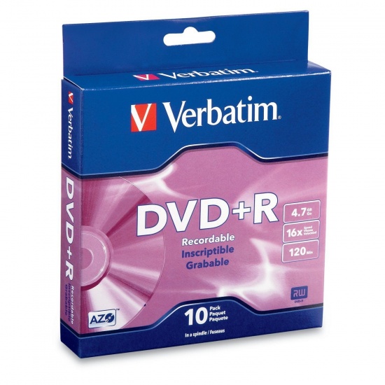 Verbatim AZO DVD+R 4.7GB 16X Branded 10-Pack Spindle Box Image